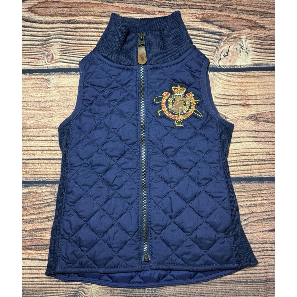 Ralph Lauren Polo Navy Quilted Puffer Vest Kids 4T Full Zip Logo